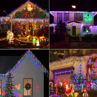 BrizLabs Weihnachtsbeleuchtung Aussen, 480 LED Eisregen Lichterkette Bunt Lichtervorhang Eiszapfen W