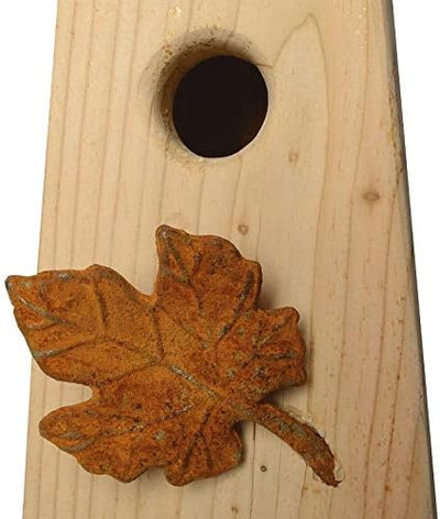 WEIDENPROFI Nistkasten, Vogelhaus mit Standfuss aus Lärchenholz, Modell Vogeldorn, Design Weinblatt: