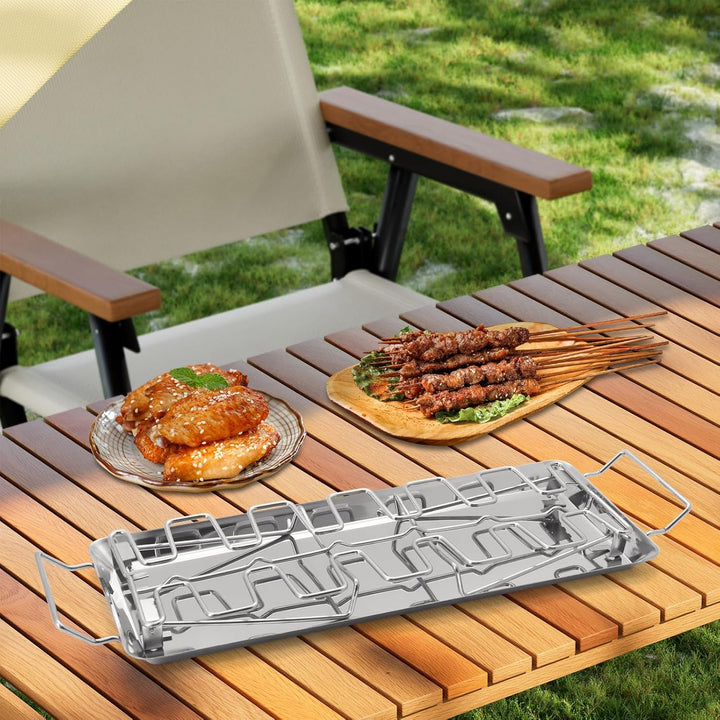Buwico Grilltes Hühnchen Hühnchenbein Halter, Edelstahl Grill mit Grillplatte, klappbarer praktische