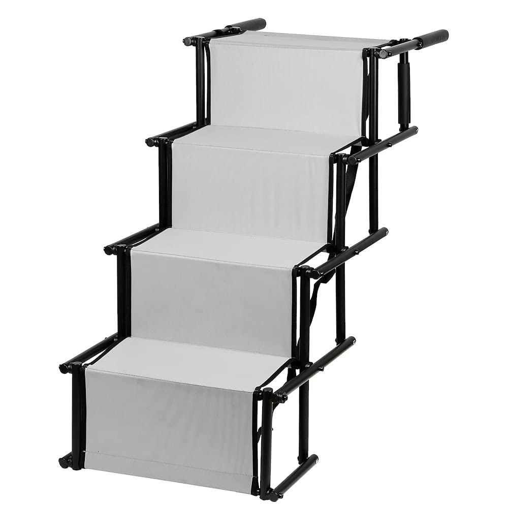 Hundetreppe faltbar, Hundetreppe Auto, Rampe verstellbar, Höhe 56 – 76 cm, für Autos, SUV, LKW, Hund
