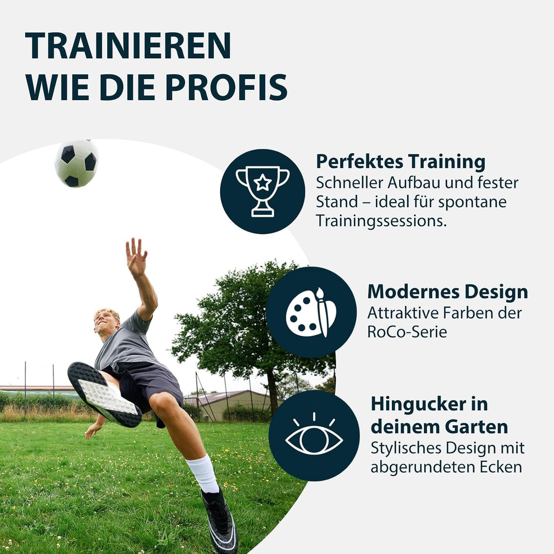HUDORA Fussballtor RoCo Lite – Kinder Gartentor für Outdoor Training &amp; Freizeit – stabiles Stahl-Tor