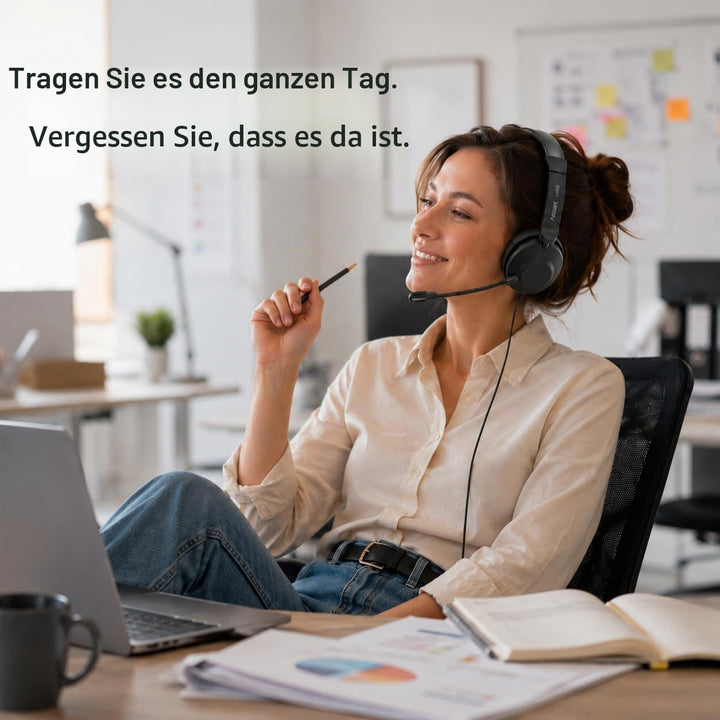 Ein UC35 Stereo-Headset mit Kabel – USB & 3,5-mm-Klinkenstecker, Dual-Mikrofon mit Geräuschunterdrüc