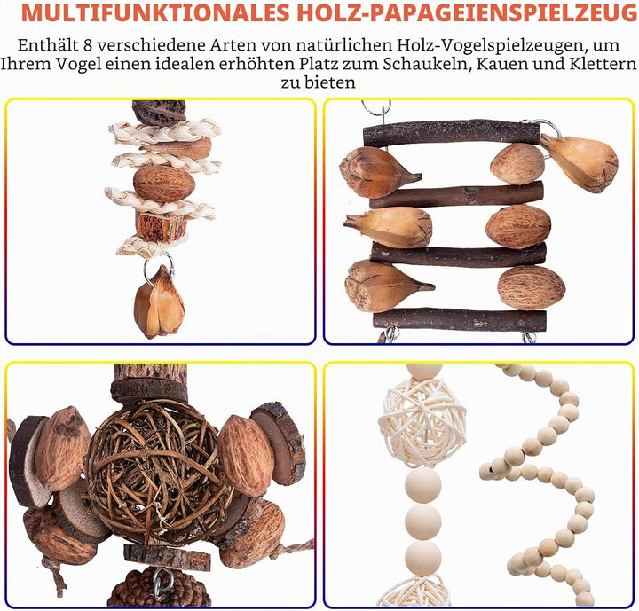 Papageienspielzeug - Vogelspielzeug,6 Stück Papagei Kauspielzeug,Vogelkäfig Schaukelspielzeug,Kauspi