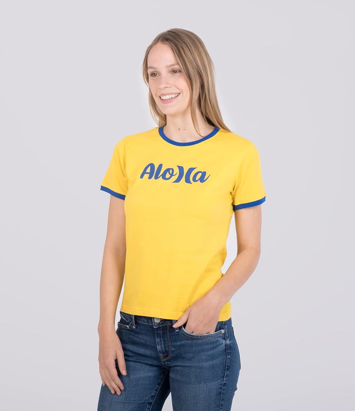 Hurley Damen W Oceancare Aloha Ss Tee T-Shirt L Sulphur, L Sulphur