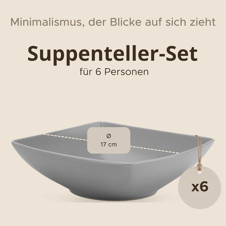 Konsimo. Elegant Suppenteller Set 6er - Schale aus Keramik - Pastateller und Tiefteller für 6 Person