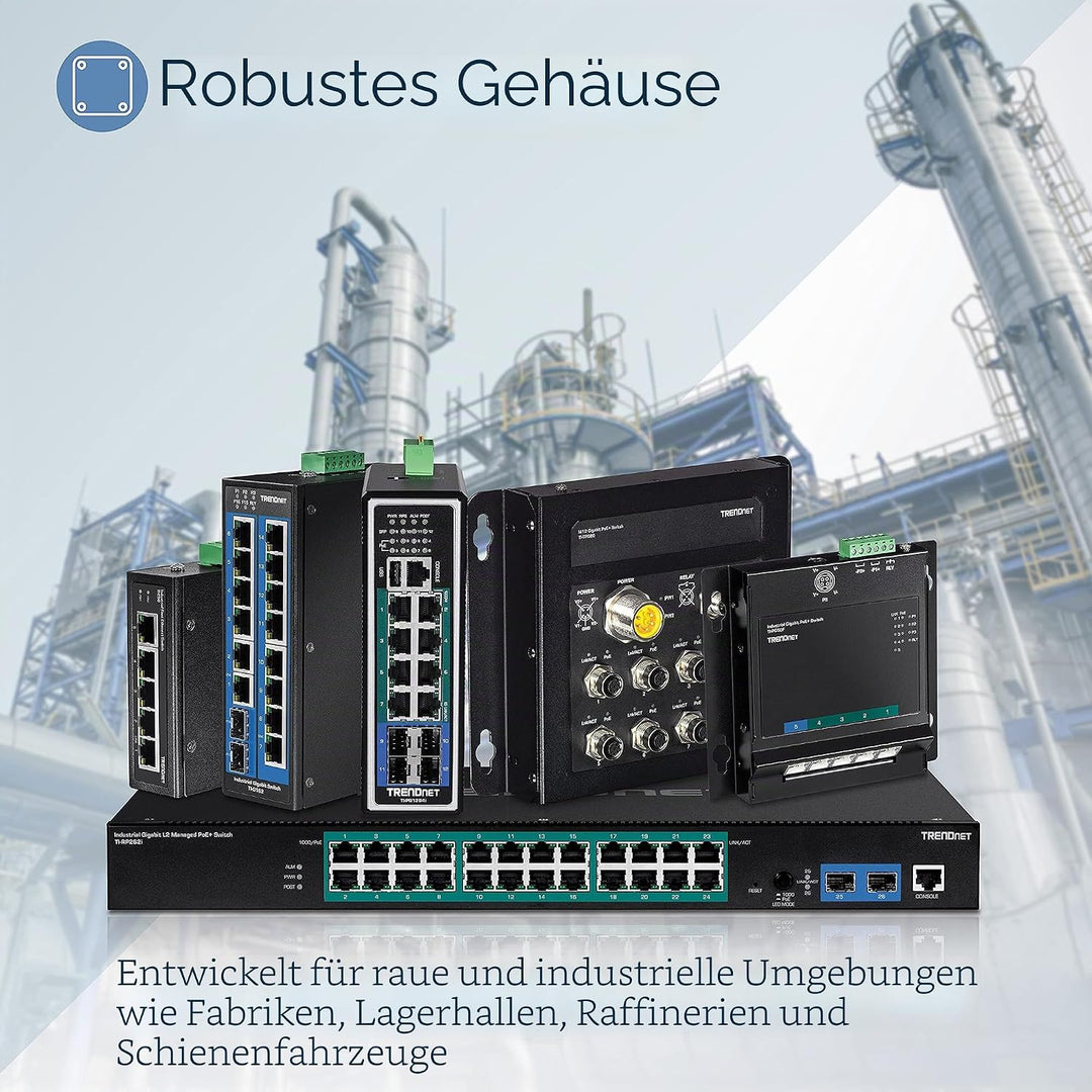 TRENDnet TI-E50 Industrieller nicht verwalteter 5-Port-Fast-Ethernet-DIN-Schienen-Switch, 5 x Fast-E