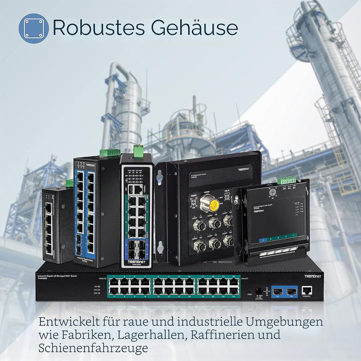 TRENDnet TI-E50 Industrieller nicht verwalteter 5-Port-Fast-Ethernet-DIN-Schienen-Switch, 5 x Fast-E