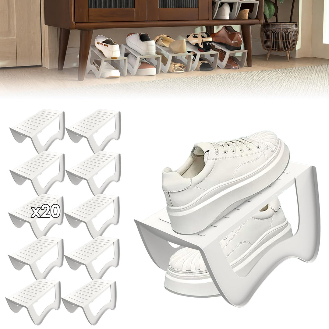 20 Stück rutschfest Schuhschlitz Organizer, Doppelschicht Schuhhalter, Schuhorganizer Schuhstapler a
