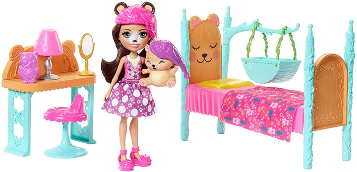 Mattel Enchantimals FRH46 Bren Bear und Snore Schlafzimmer