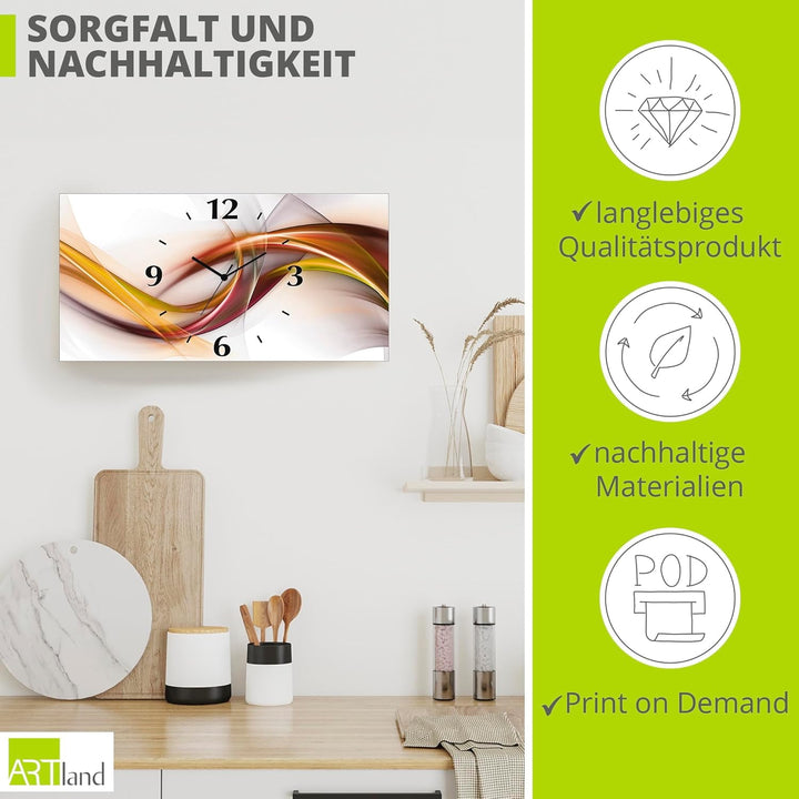 ARTLAND lautlos 50x25 cm Rechteckig Abstrakte Bilder Kunst Abstrakt Design Orange U1UO, 50x25 cm