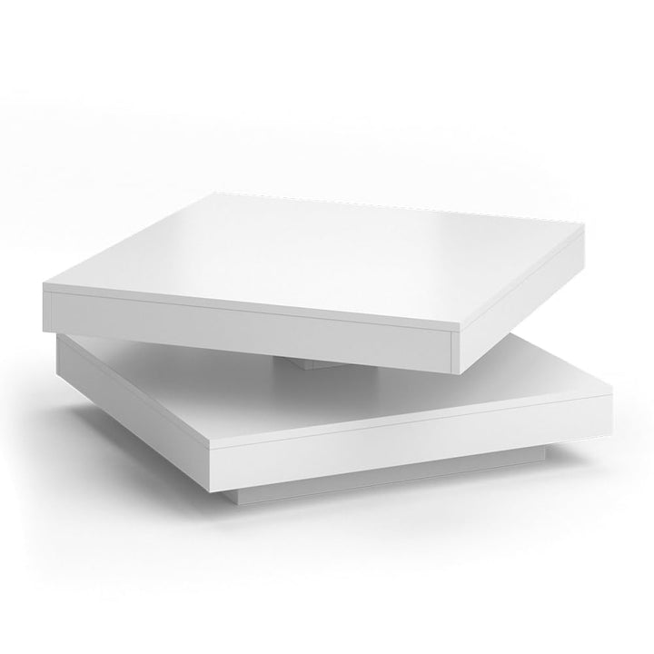 Vicco Couchtisch Elias 360° drehbar 70 x 70 x 34 cm Wohnzimmertisch Tisch (Weiss)