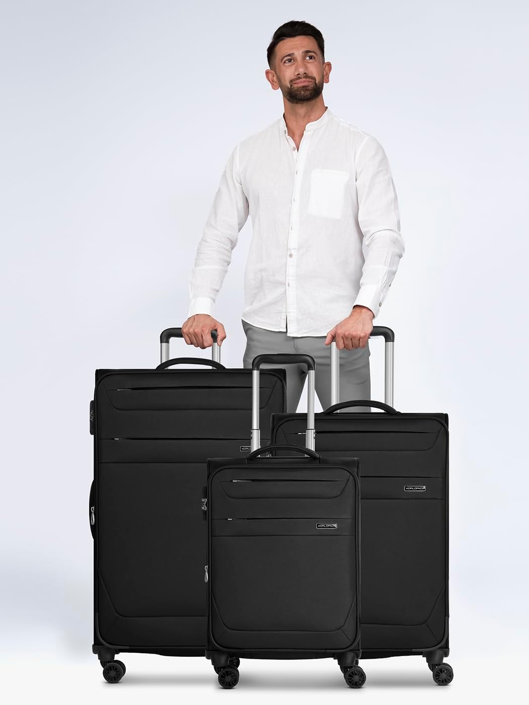 Worldpack Weichgepäck Koffer-Set 3-teilig | Reise-Trolleys aus hochwertigem, robustem Polyester Mate