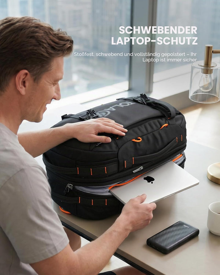 Tolaccea Reiserucksack, Handgepäck Rucksack Flugzeug, TSA-Freundlicher Laptop Rucksack 15,6 Zoll, Er