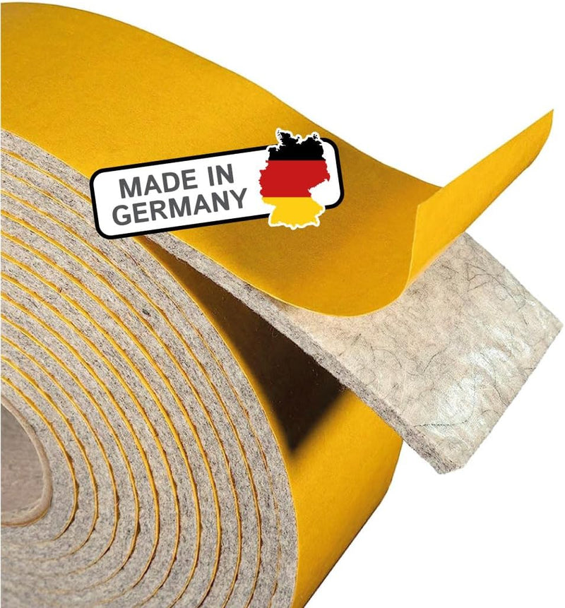 The Felt Store Filzband selbstklebend, 50mm breit, 4mm stark, 4m lang, Grau Meliert, Dichtungsband a