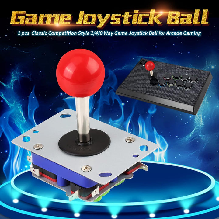 TOPINCN Klassischer Wettkampf Joystick mit Langem Griff, 2/4/8-Wege-Spiel, Kugel, Arcade-Gaming-Schr