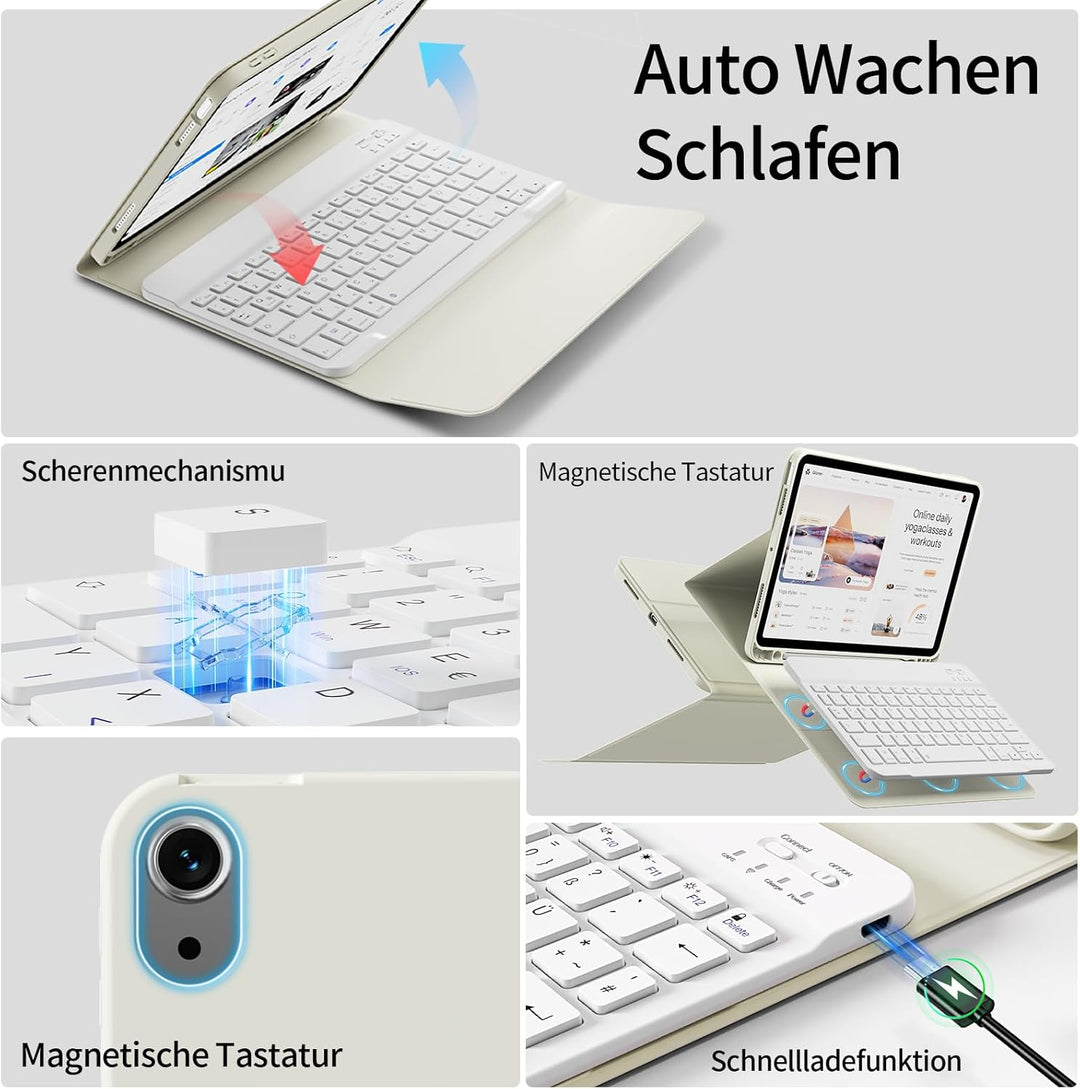 Hülle mit Tastatur für iPad Air 11 Zoll 2026/2025/2024, für iPad Air 10,9 2022/2020 5./4. Generation