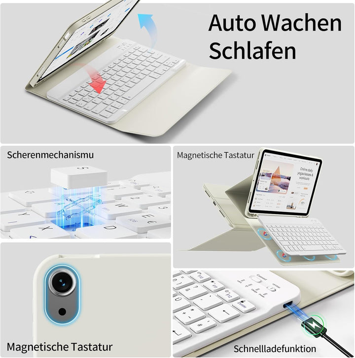 Hülle mit Tastatur für iPad Air 11 Zoll 2026/2025/2024, für iPad Air 10,9 2022/2020 5./4. Generation