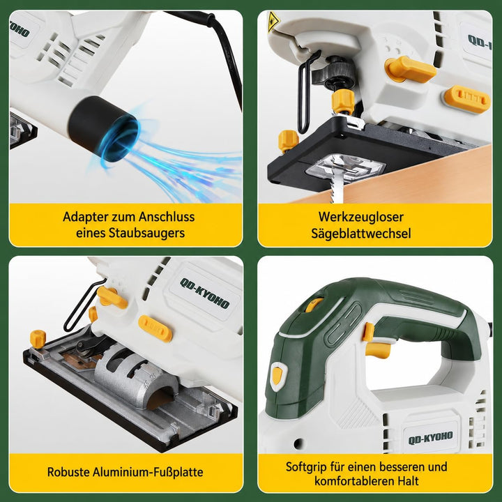 Stichsäge 800W für Holzbearbeitung, 3200 SPM Schnur-Stichsäge mit eingebautem Laser & LED-Licht, 4 O