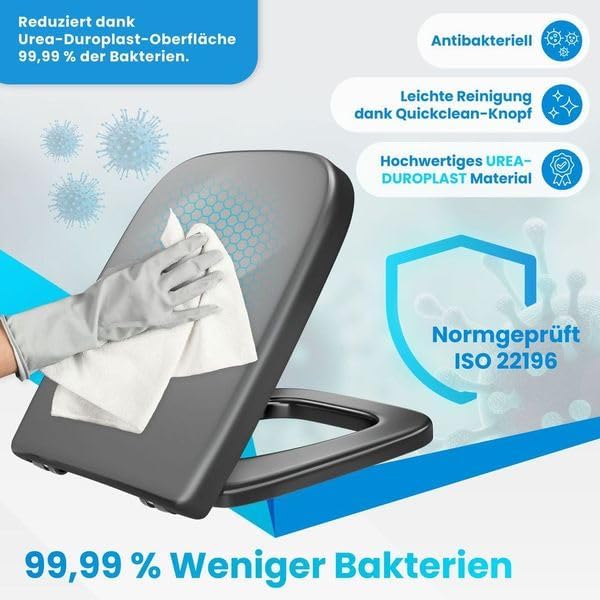 KESSER® WC Sitz mit Absenkautomatik Toilettendeckel Quick-Release-Funktion und Softclose - einfache
