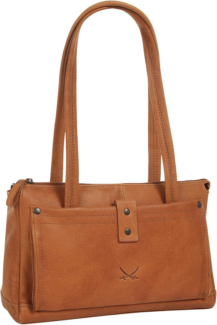 Sansibar Umhängetasche echt Leder Herren, Damen - 019708 Cognac, Cognac