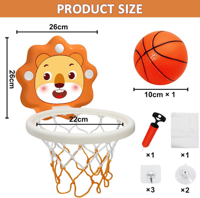 MAYAPHILOS Mini Basketballkorb fürs Zimmer, Tragbarer Löwe Basketball Reifen mit aufblasbaren Bällen