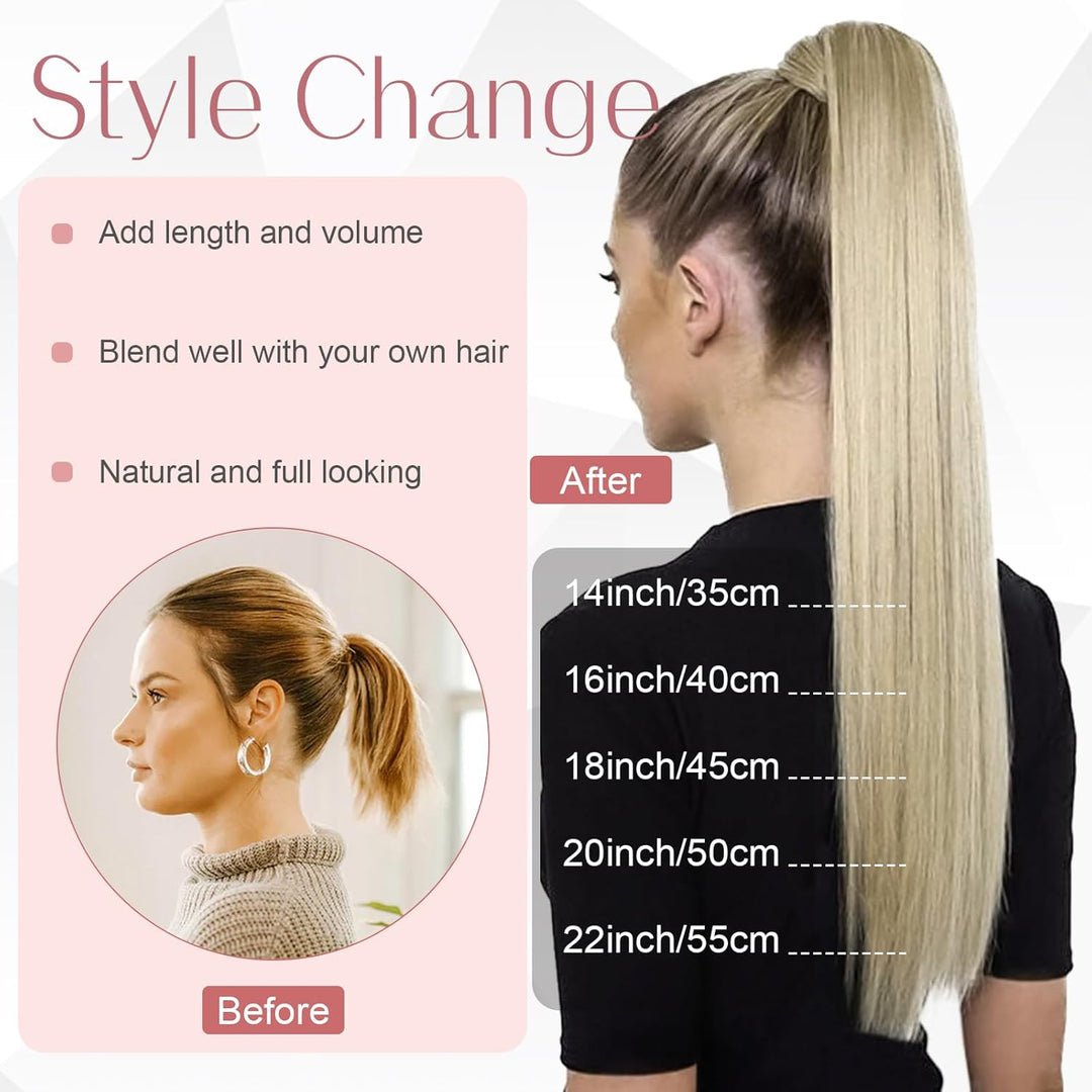 S-noilite Ponytail Extensions Echthaar Wrap Around - 100% Real Echthaar - Pferdeschwanz Haarverlänge
