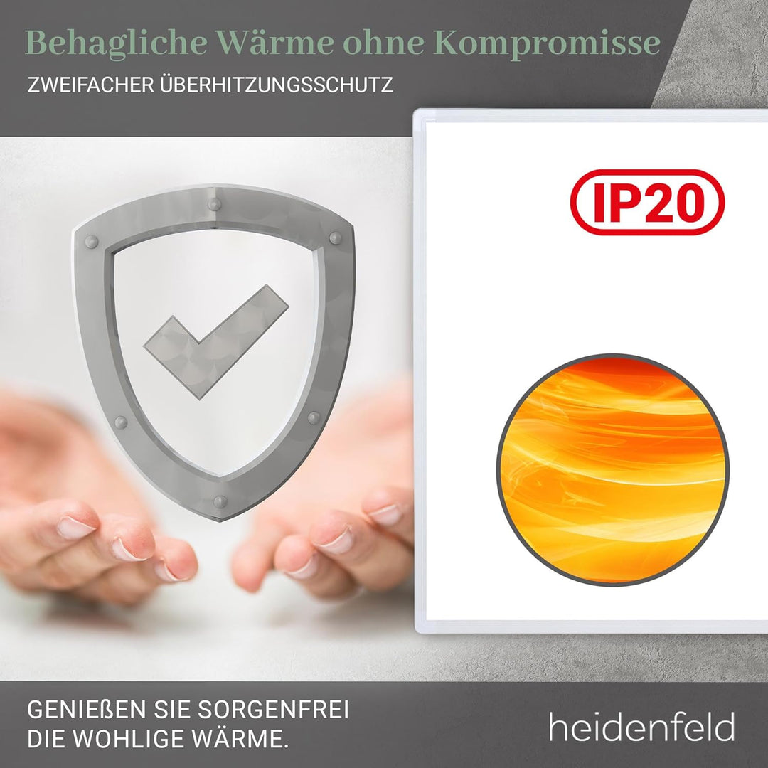 Heidenfeld Infrarotheizung HF-HP100 / 100-1 / 106 / 110 / 130 / Weiss - 300 - 1200 Watt - inkl. Ther