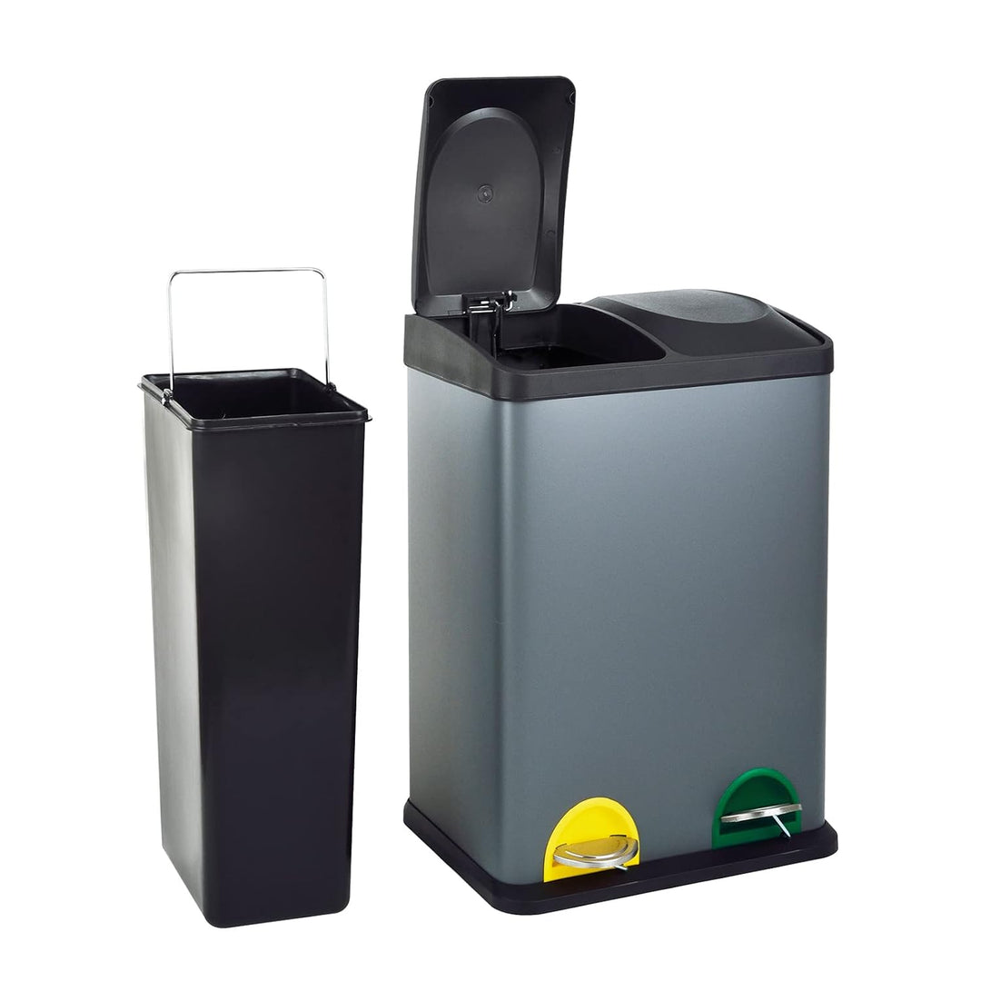 SVITA TC2X20 Küchen-Eimer 40Liter Fassungsvermögen 2x20L Abfalleimer 2er-Mülleimer Mülltrennung Tret