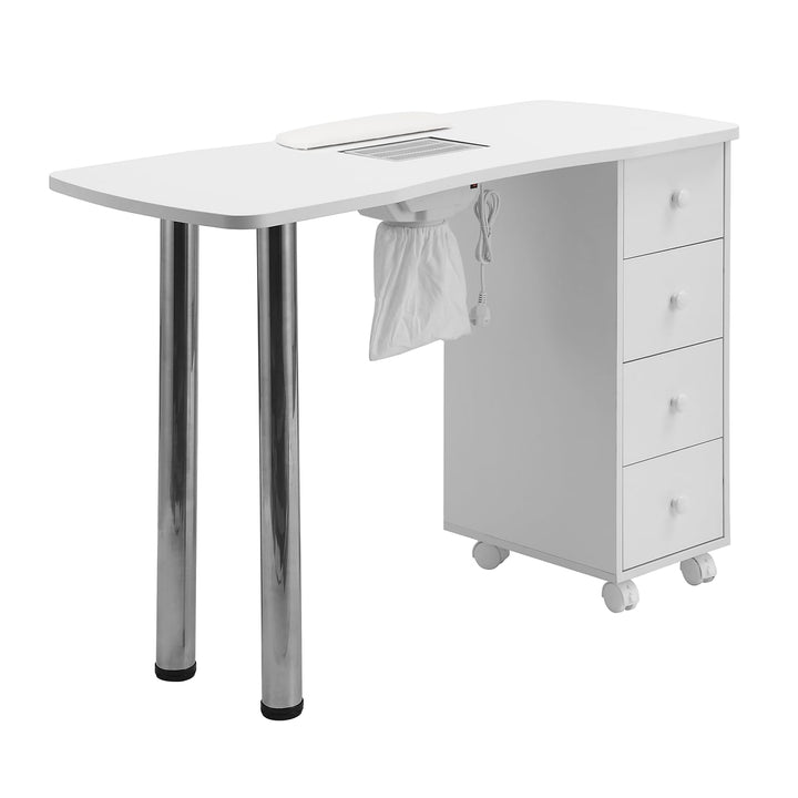 Weisser Maniküre-Tisch mit Schubladen-Staubsammler Handgelenkauflage Armlehne Salon-Home Use Stil E,