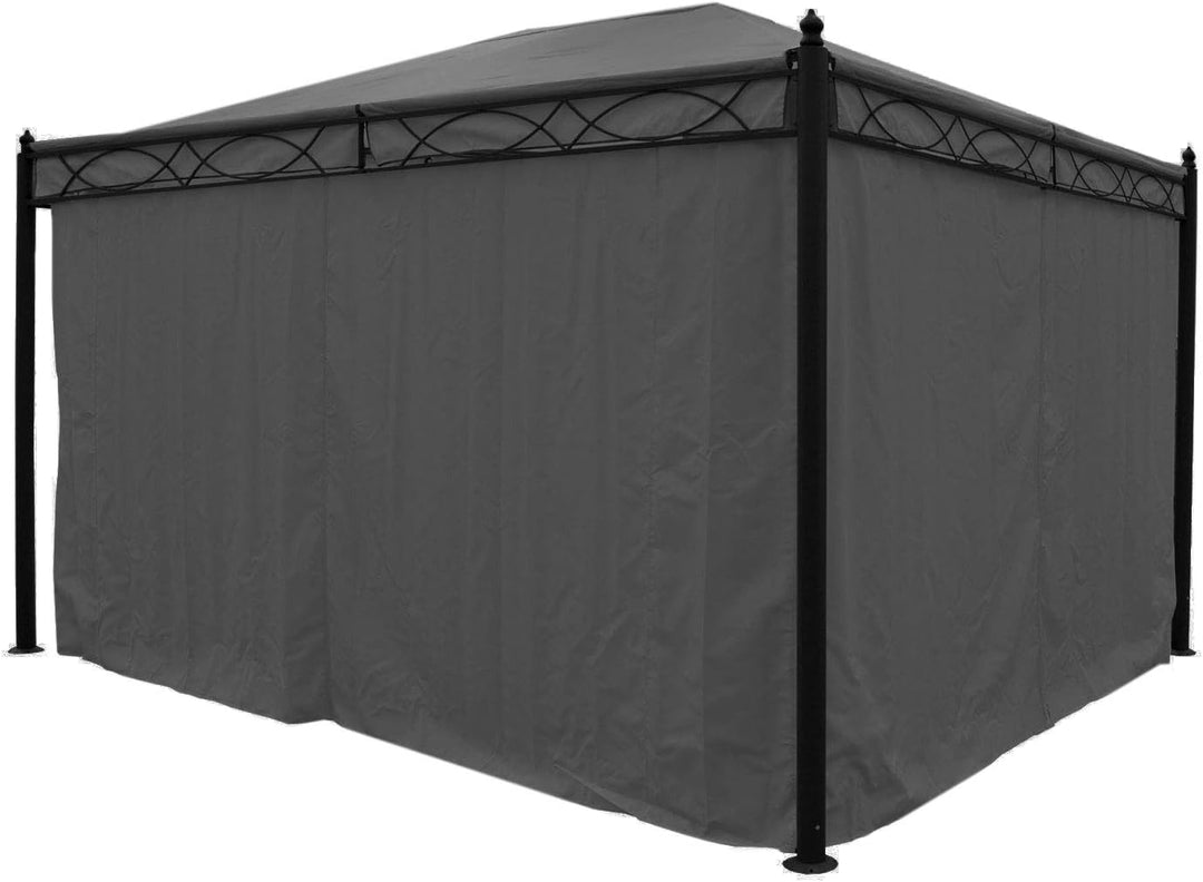 Mendler 4er-Set Seitenwand für Pergola Cadiz-AM, Polyester - grau | Ersatzseitenwand Pavillon, 4x3m,