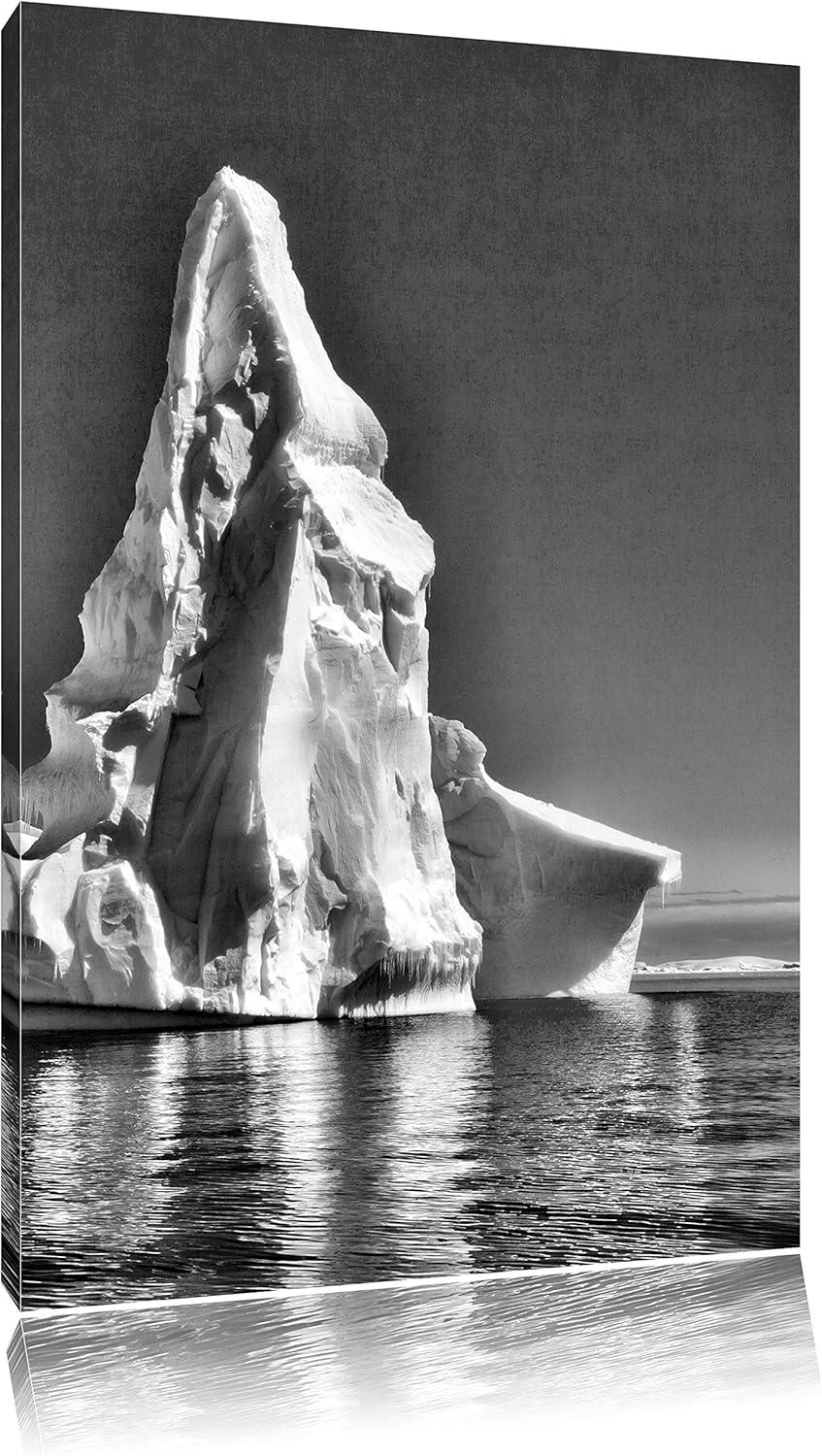 Pixxprint Monocrome, Riesiger kunstvoller Eisberg, Format: 100x70 auf Leinwand, 100x70