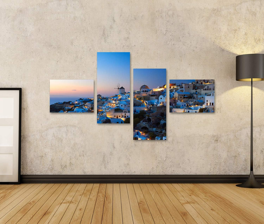 islandburner Bild auf Leinwand Santorini Oia Abend Dorf Insel Griechenland Bilder Wandbilder Poster