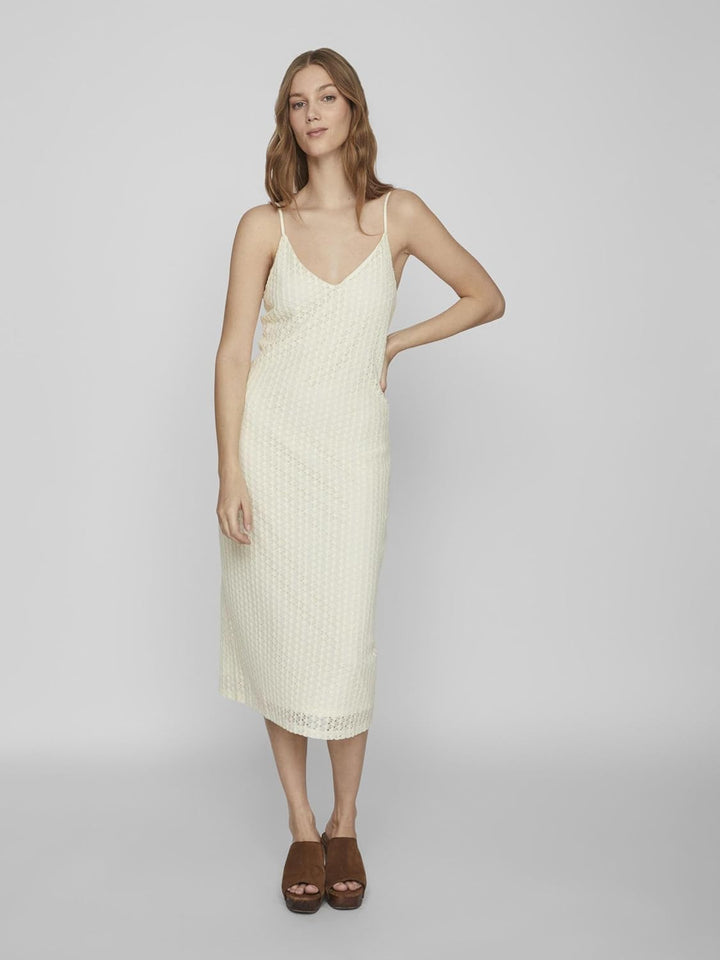 Vila Damen Vijulisa V-Neck S/L Midi Dress Kleid M Birch, M Birch