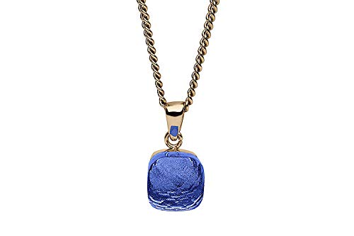 Qudo Firenze Kette rose mit farbigem Anhänger 45cm lang Blau, Blau