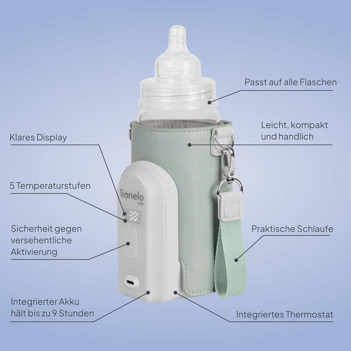 LIONELO Thermup Go Evo Tragbarer Babyflaschenwärmer, hält Flüssigkeiten warm, 5 Betriebstemperaturen
