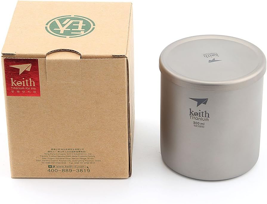 Keith 220 ml/600 ml Titan Becher Saugnapf Doppelwandig Ultraleicht Titan Becher Tassen Leichte Tragb