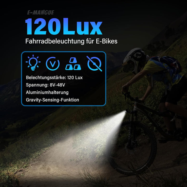 E-Bike Dynamo LED Fahrradlicht Vorne, 30-120 LUX StVZO Zulassung Frontlicht, Fahrradlicht mit Reflek