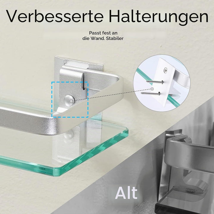 KES Duschregal Glas 8mm Hartglas Duschablage Ablage Dusche Glasablage für Badezimmer Wandregal Glasr