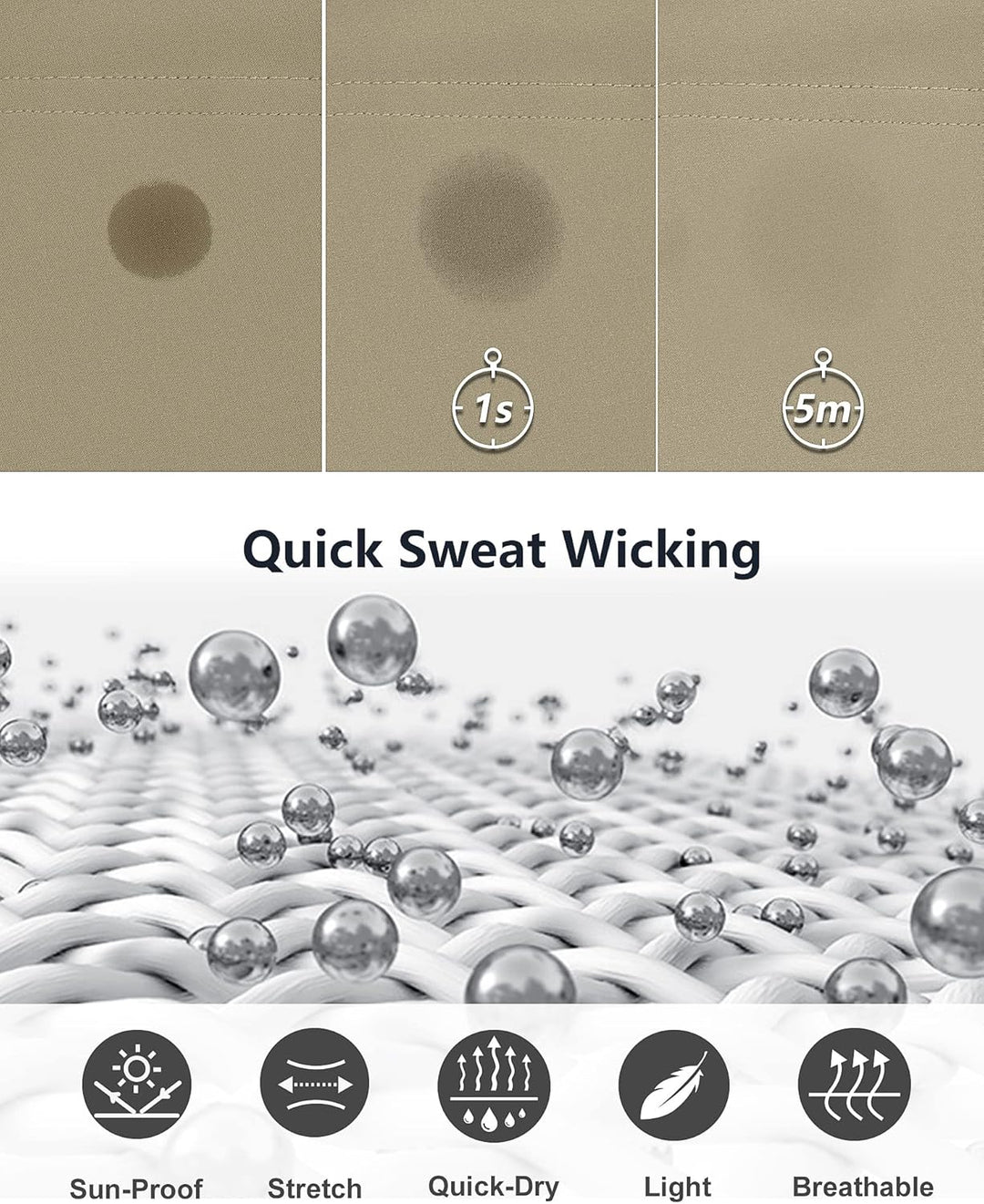 33,000ft Herren Golf Shorts Stretch Bermuda Shorts UPF 50+ Leichte Kurze Golfhose Chino Shorts Summe