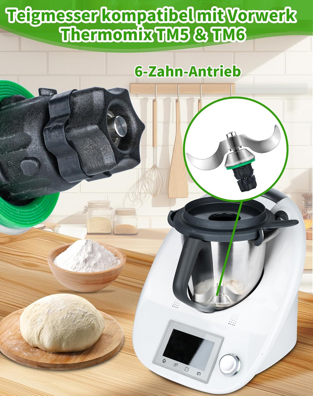 Teigmesser kompatibel mit Vorwerk Thermomix TM5 TM6 TM7 – Edelstahl Mixmesser Ersatzteil für Vorwerk