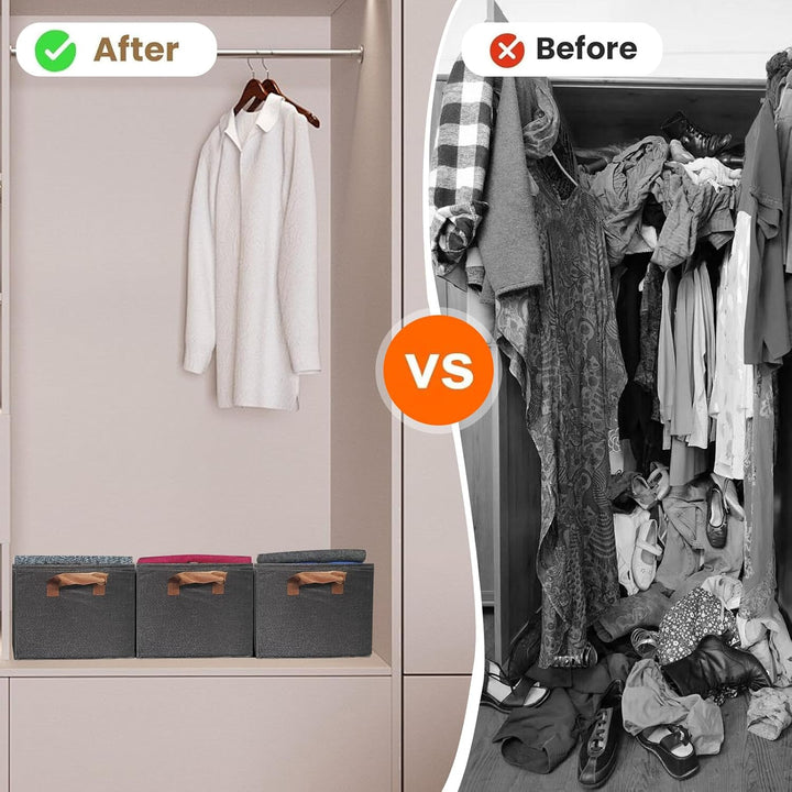 Aufbewahrungskörbe, zusammenklappbare Aufbewahrungsbox, 4 Stück, Stoff-Kleiderschrank-Organizer mit