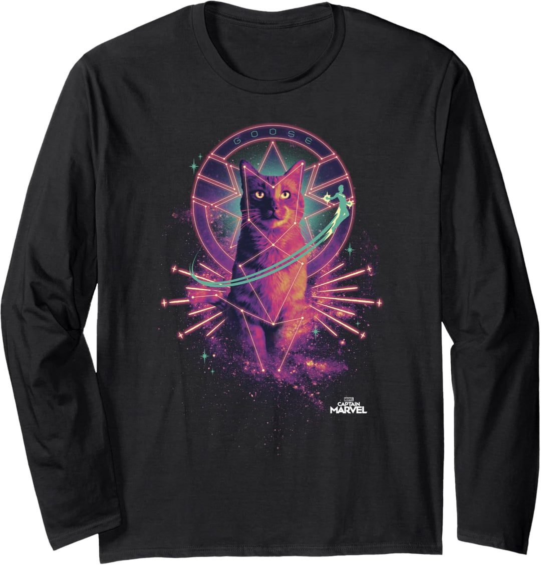 Captain Marvel Goose The Cat Galaxy Portrait Langarmshirt