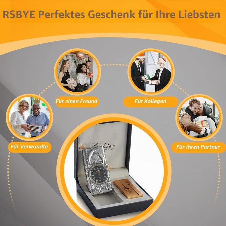 RSBYE Feuerzeug Elektrisch Delphin, Feuerzeug Personalisiert mit Uhr, Lichtbogen Feuerzeug USB Aufla