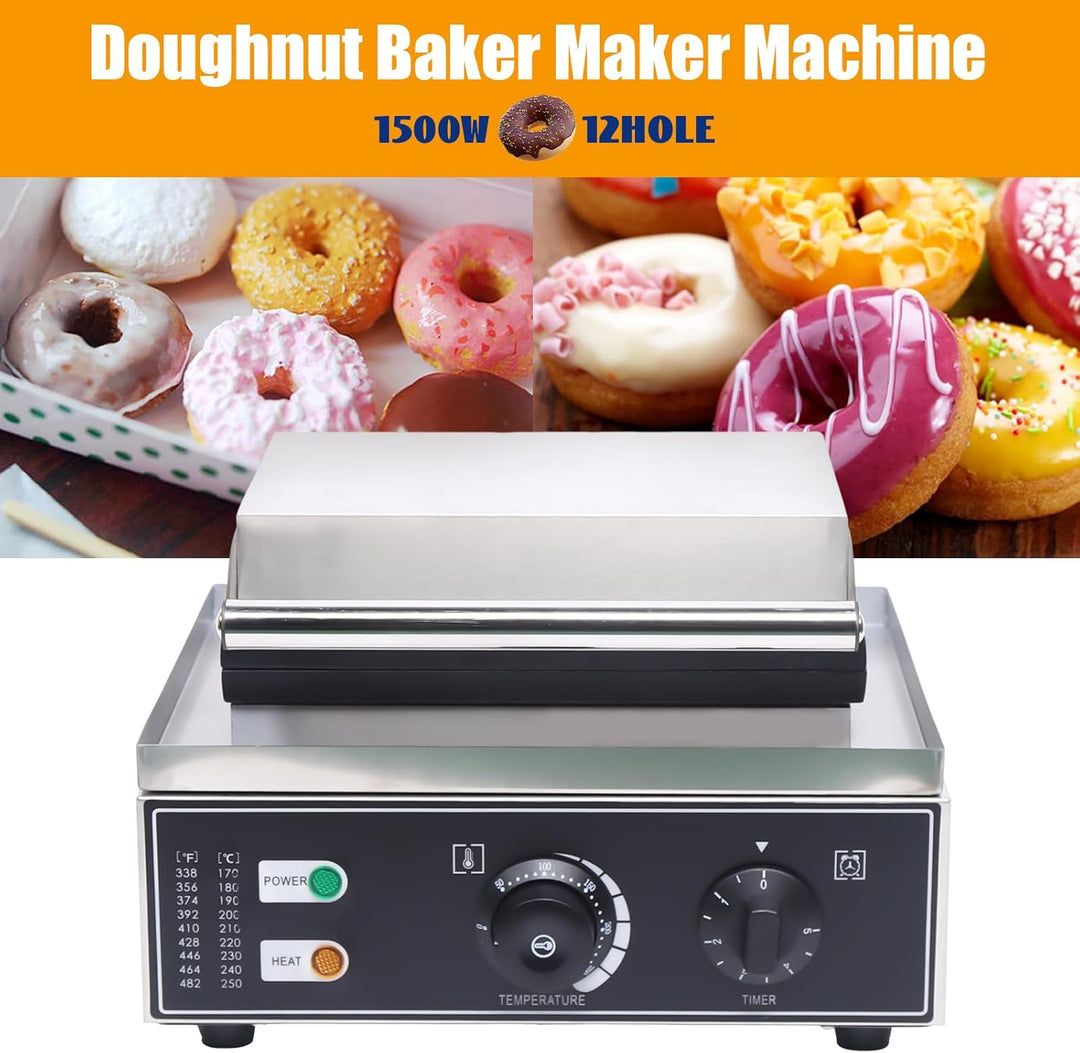 Donut Maschine Donuts Backform 1550W Donut-Maker Backt 12 Mini-Donuts für Frühstück, Snacks, Dessert