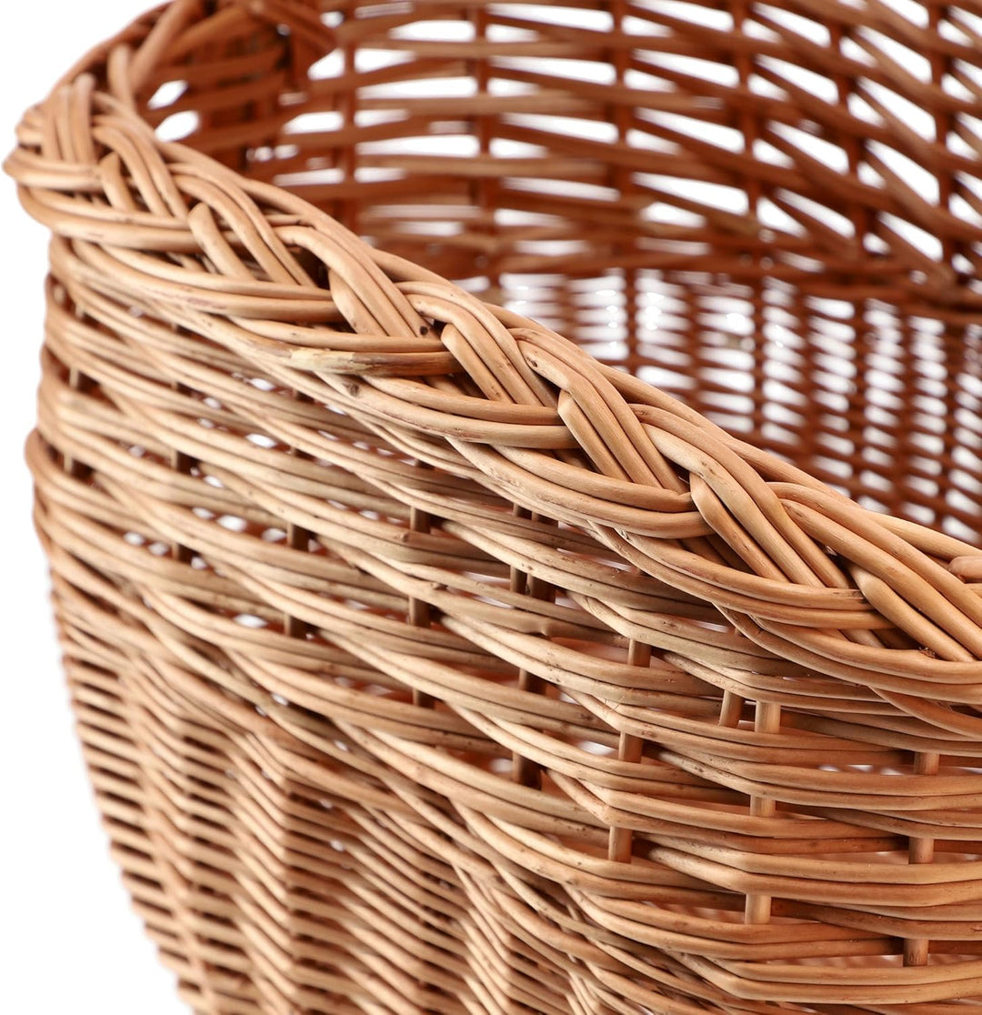 KADAX Weidenkorb für Pilze, Ovaler Korb zum Einkaufen, robuster Picknickkorb mit dem Henkelgriff, Fl