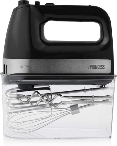 Princess Handmixer Power 500 – 3 Mix-Aufsätze, 5 Mixgeschwindigkeiten, 500 Watt, mit Aufbewahrungsbo