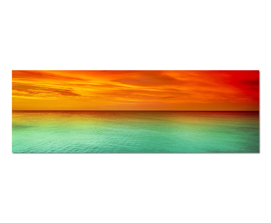Paul Sinus Art Panoramabild auf Leinwand und Keilrahmen 150x50cm Meer Himmel Sonnenuntergang