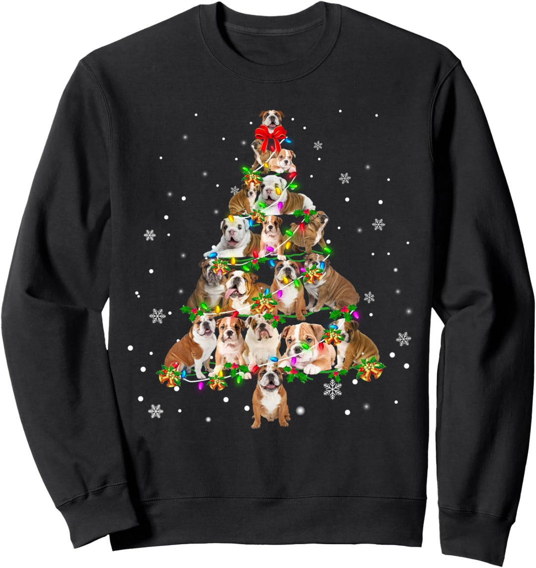 English Bulldog Christmas Tree X-Mas Sweatshirt