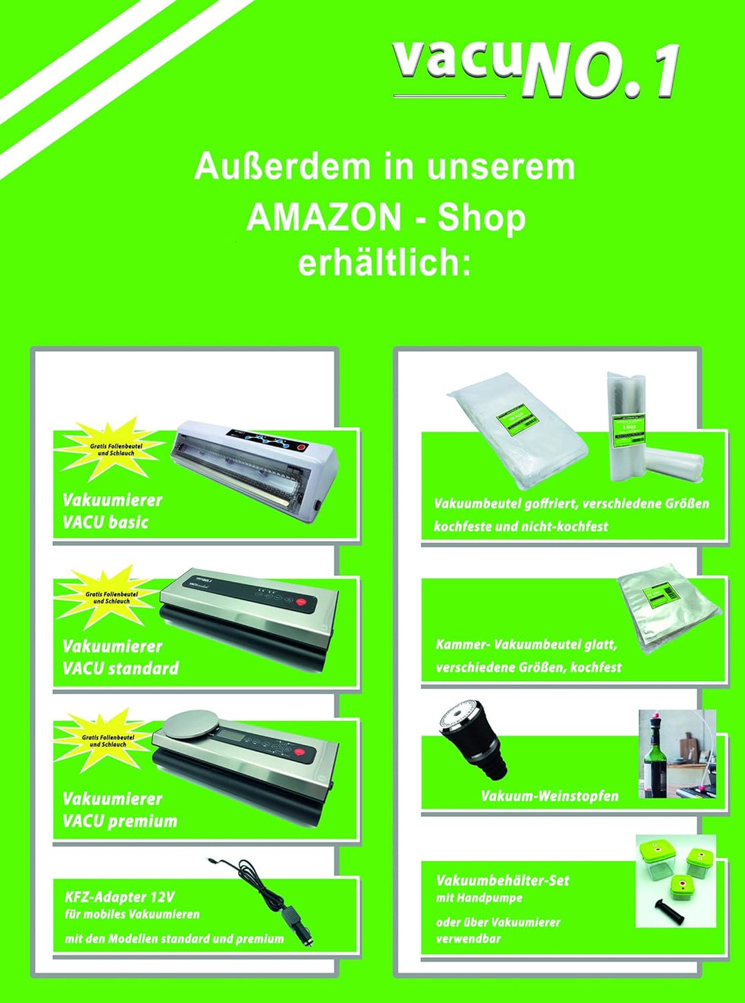 Vakuumbeutel für Lebensmittel 25x35 cm, geprägt, goffriert VacuNo.1 Made in EU, BPA frei, geruchsneu