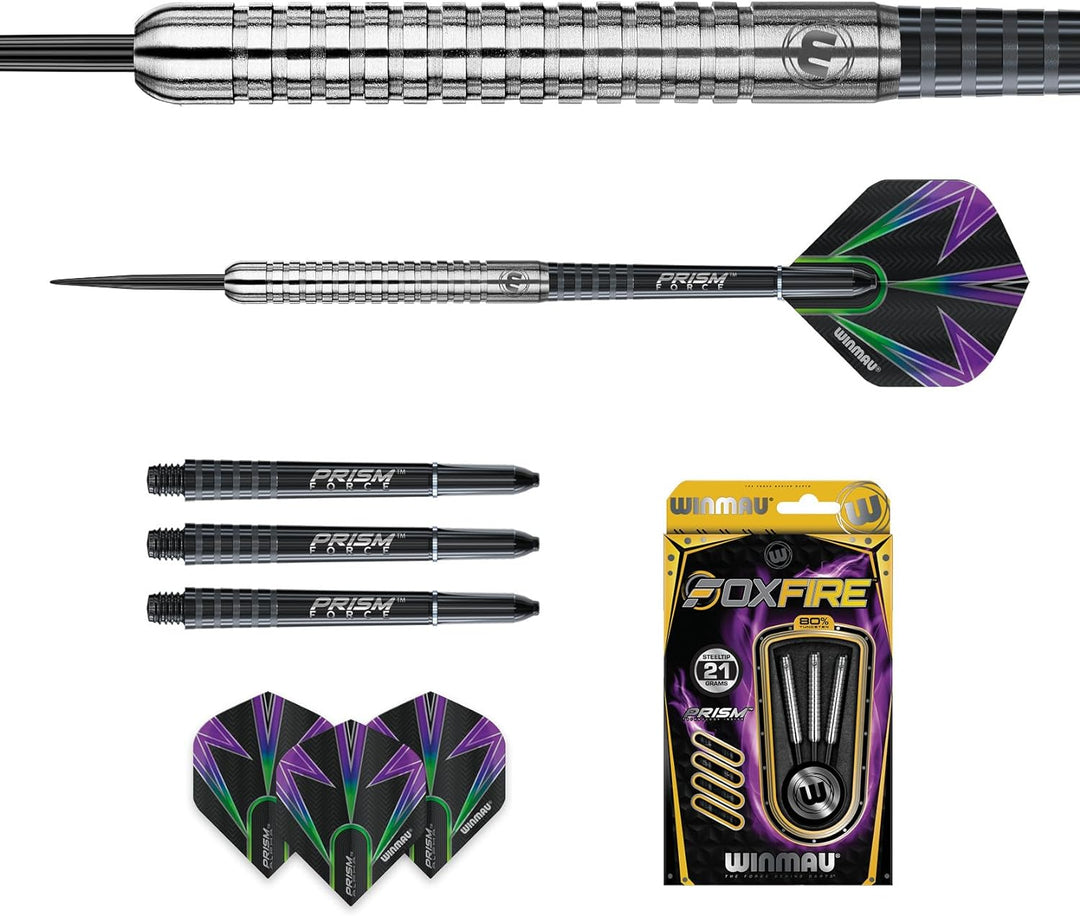 Winmau Foxfire Profi Wolfram Steeltip Dartpfeile Set mit Flights und Schäfte 21g, 21g